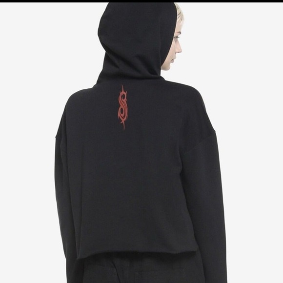 SlipKnot Womens Hoodie Size XS Y2K Cropped Graphic Heavy Metal Grunge Goth Rebel - Picture 6 of 12